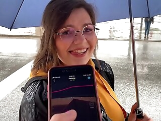 I apply her pussy in public with a lovense lush - she moans and is embarassed